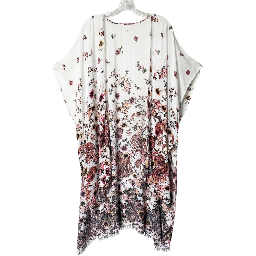Maurices Beautiful Lightweight Paisley Floral Kimono High Low Hem Women's OS